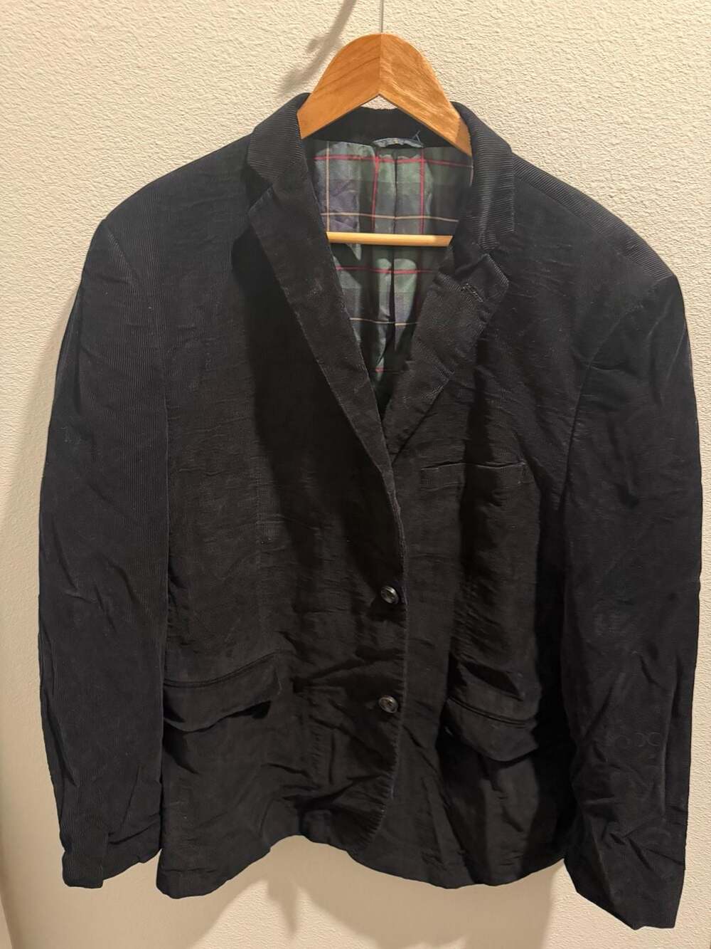 Vtg Lauren Ralph Jacket Mens R 44 Black Corduroy Coat Lined Elbow Patch Blazer